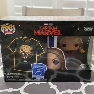 POP! tees FUNKO POP Captain Marvel Diamond Collection Unisex TShirt Sz M